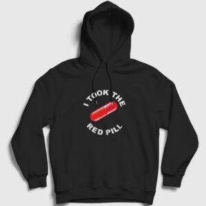 I Took The Red Pill Ideology Kapşonlu Sweatshirt siyah