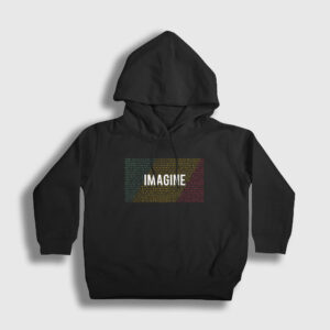 Imagine Beatles John Lennon Çocuk Kapşonlu Sweatshirt siyah