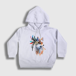 Indian Kızılderili Fox Tilki Çocuk Kapşonlu Sweatshirt beyaz