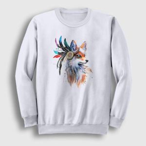 Indian Kızılderili Fox Tilki Sweatshirt beyaz