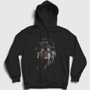 Indian Wolf Kurt Kapşonlu Sweatshirt siyah