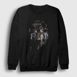 Indian Wolf Kurt Sweatshirt siyah