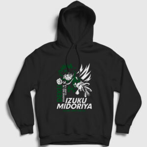 Izuku Anime Boku No Hero Academia Kapşonlu Sweatshirt siyah