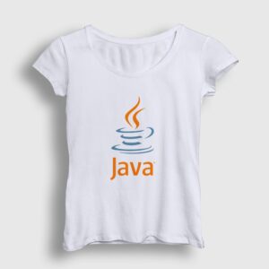 Java Coder Programmer Developer Yazılımcı Kadın Tişört beyaz