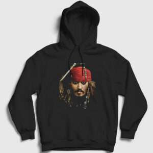 Johnny Depp Captain Jack Sparrow Kapşonlu Sweatshirt siyah