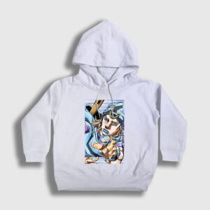 Johnny Joestar Anime Jojo Çocuk Kapşonlu Sweatshirt beyaz