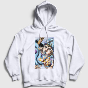 Johnny Joestar Anime Jojo Kapşonlu Sweatshirt beyaz