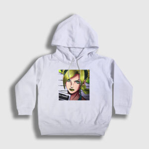 Jolyne Cujoh Anime Jojo Çocuk Kapşonlu Sweatshirt beyaz