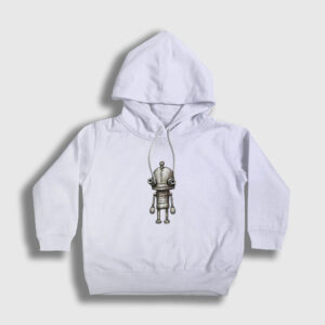 Josef Oyun Machinarium Çocuk Kapşonlu Sweatshirt beyaz