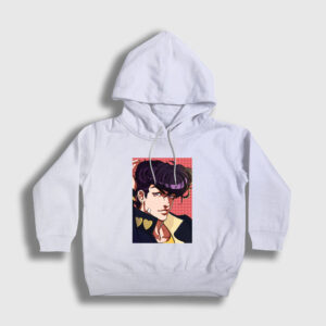 Josuke Joestar Anime Jojo Çocuk Kapşonlu Sweatshirt beyaz