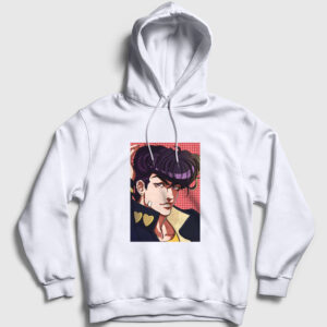 Josuke Joestar Anime Jojo Kapşonlu Sweatshirt beyaz