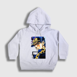 Jotaro Kujo V2 Anime Jojo Çocuk Kapşonlu Sweatshirt beyaz