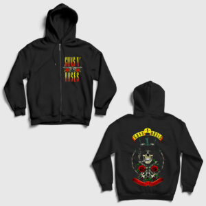 Jungle Guns N Roses Sırt Baskılı Fermuarlı Kapşonlu Sweatshirt siyah