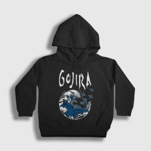 Kanagawa Wave Gojira Çocuk Kapşonlu Sweatshirt siyah