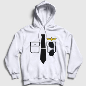 Kaptan Pilot Airplane Uçak Kapşonlu Sweatshirt beyaz