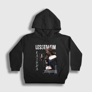 Kazuha K-Pop Le Sserafim Çocuk Kapşonlu Sweatshirt siyah