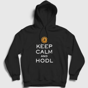 Keep Calm And Hodl Bitcoin Kapşonlu Sweatshirt siyah