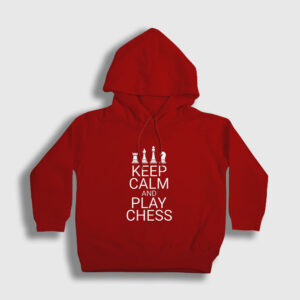 Keep Calm And Play Chess Satranç Çocuk Kapşonlu Sweatshirt