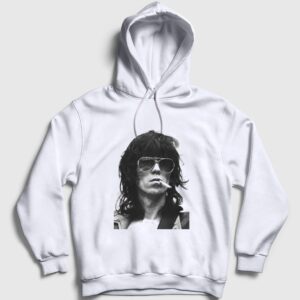 Keith Richards Rock The Rolling Stones Kapşonlu Sweatshirt Beyaz