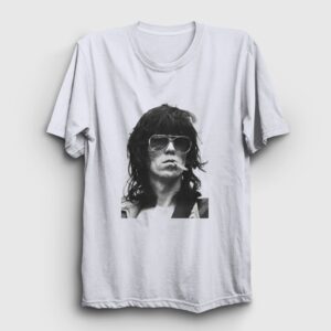 Keith Richards Rock The Rolling Stones Tişört Beyaz
