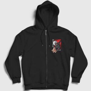 Ken Kaneki V2 Anime Tokyo Ghoul Fermuarlı Kapşonlu Sweatshirt siyah