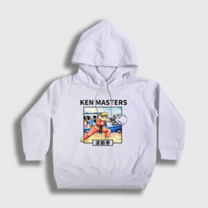 Ken Oyun Street Fighter Çocuk Kapşonlu Sweatshirt beyaz