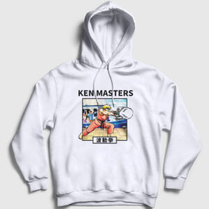 Ken Oyun Street Fighter Kapşonlu Sweatshirt beyaz