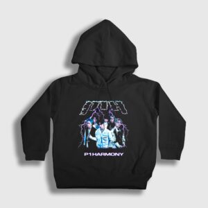Killin It K-Pop P1Harmony Çocuk Kapşonlu Sweatshirt Siyah