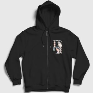 Kim Gaeul K-Pop IVE Fermuarlı Kapşonlu Sweatshirt Siyah