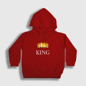 King Kral Çocuk Kapşonlu Sweatshirt kırmızı