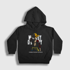 King Luffy Anime One Piece Çocuk Kapşonlu Sweatshirt siyah