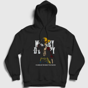 King Luffy Anime One Piece Kapşonlu Sweatshirt siyah