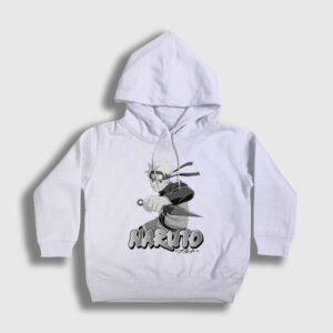 Kunai Anime Naruto Çocuk Kapşonlu Sweatshirt beyaz