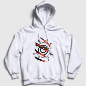 Kyuubi Anime Naruto Kapşonlu Sweatshirt beyaz