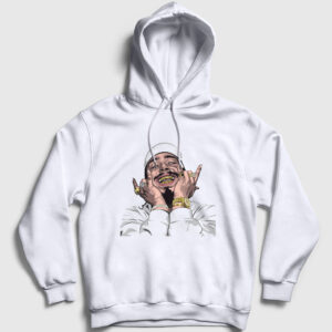 Laugh Post Malone Kapşonlu Sweatshirt beyaz