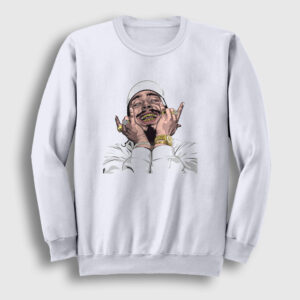 Laugh Post Malone Sweatshirt beyaz