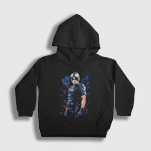 Leon Kennedy Resident Evil Çocuk Kapşonlu Sweatshirt siyah