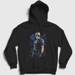 Leon Kennedy Resident Evil Kapşonlu Sweatshirt siyah