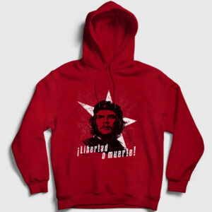 Libertad O Muerte Che Guevara Kapşonlu Sweatshirt kırmızı