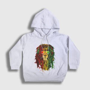 Lion Bob Marley Çocuk Kapşonlu Sweatshirt beyaz