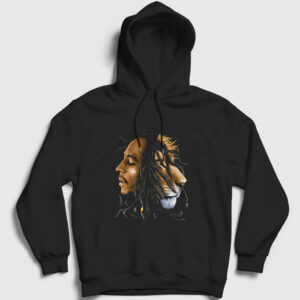 Lion V2 Bob Marley Kapşonlu Sweatshirt siyah