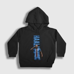 Listen Erling Haaland Futbol Çocuk Kapşonlu Sweatshirt Siyah