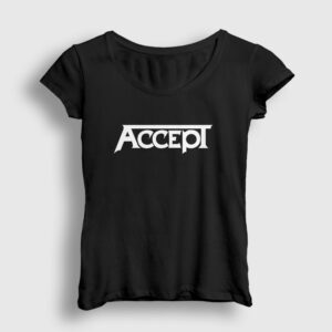 Logo Accept Kadın Tişört siyah
