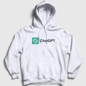 Logo Ai Chatgpt Yapay Zeka Kapşonlu Sweatshirt beyaz