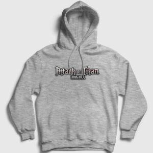 Logo Anime Attack On Titan Kapşonlu Sweatshirt gri kırçıllı