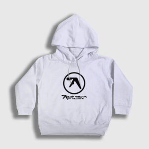 Logo Aphex Twin Çocuk Kapşonlu Sweatshirt beyaz