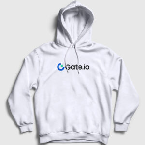 Logo Bitcoin Blockchain Gate Io Kapşonlu Sweatshirt beyaz