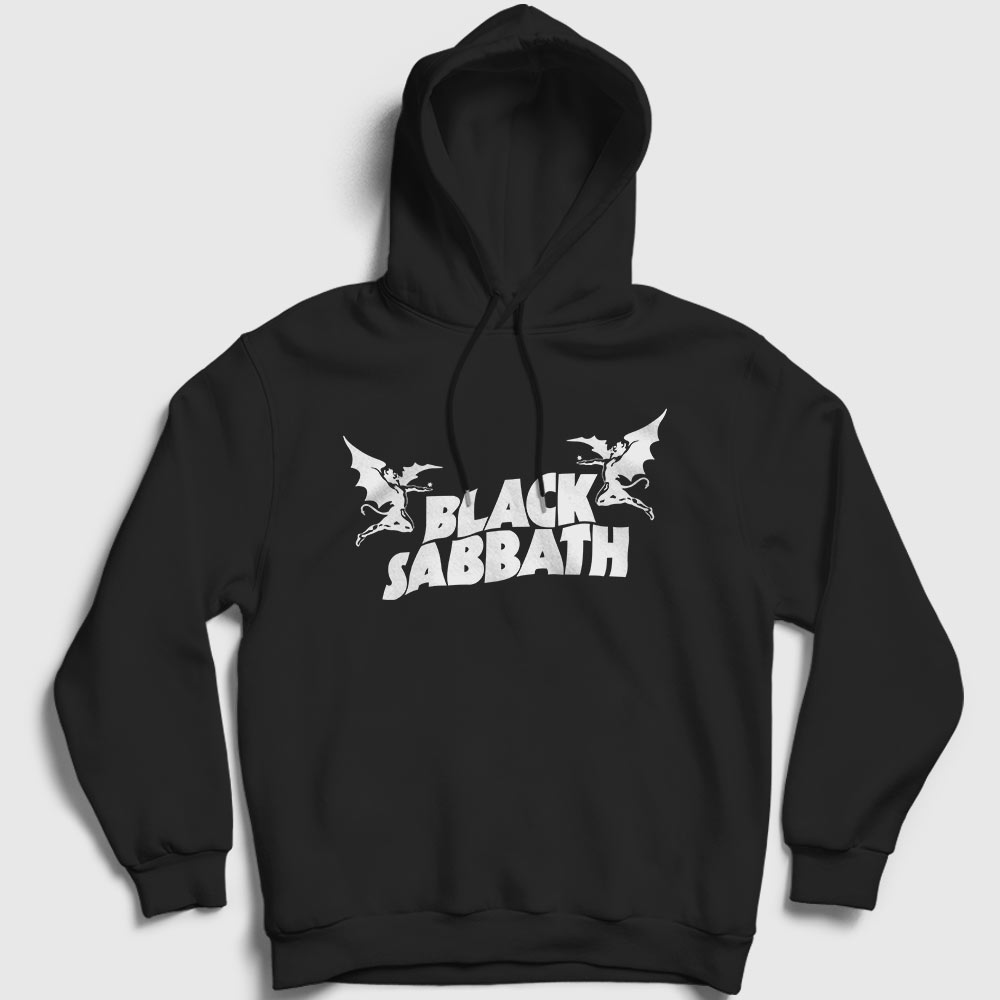 Logo Black Sabbath Kapşonlu Sweatshirt siyah