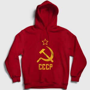 Logo CCCP Sovyetler Birliği Kapşonlu Sweatshirt kırmızı