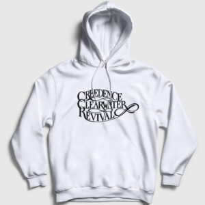 Logo Creedence Clearwater Revival Kapşonlu Sweatshirt beyaz